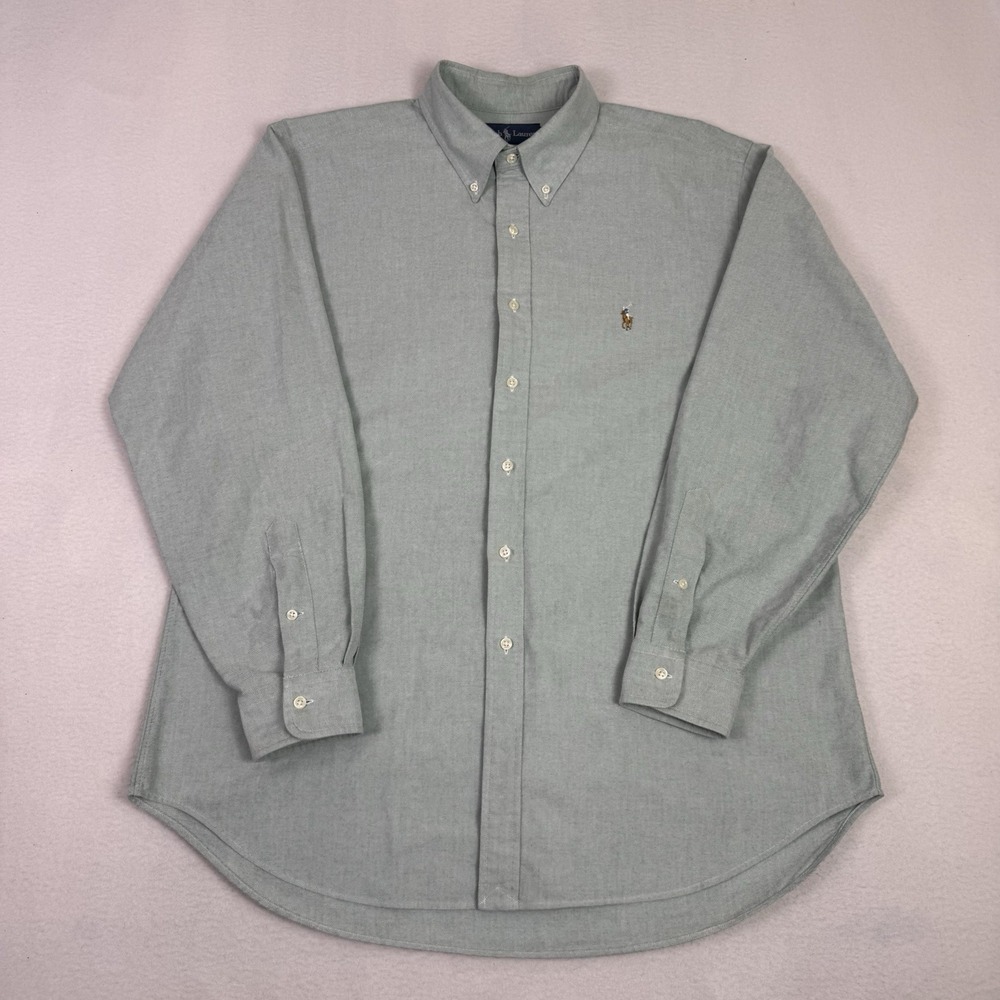 Polo Ralph Lauren Classic Fit Mens 17.5 34/35 Mint Green Oxford Shirt LS